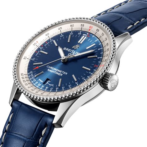 breitling watch blue leather strap